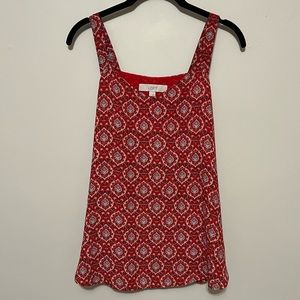 Ann Taylor LOFT - Small - Red Floral Geometric Pattern Shell Blouse Tank